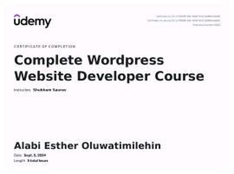 Complete WordPress Website Developer Course certificate