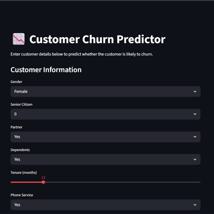 Customer Churn Predictor screenshot