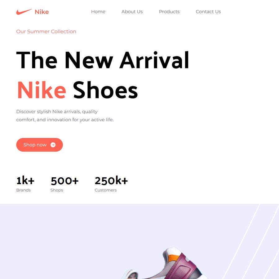 Nike Landing Page screenshot